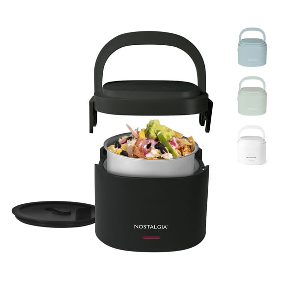 Nostalgia 20 oz. Portable Heated Lunch Box, Black