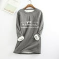 thumbnail image 2 of Feancey Letter Print Sweatshirts for Women Casual Fleece Lined Crewneck Pullover Winter Warm Pajama Tops Comfy Soft Fuzzy Loungewear Dark Gray XXL, 2 of 6
