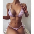 thumbnail image 2 of Miluxas Womens swimsuits ,Women's Flower Print Lace Up High Cut Leg Bikini Set Two Piece Swimsuit Purple L(L), 2 of 6