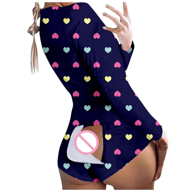 Pijama con estampado de la boca para mujer, mono funcional abotonado con solapa en el trasero, mono Sexy, combinación para mujer ropa mujer pijama sexy mujer ropa de mujer mamelucos para mujer