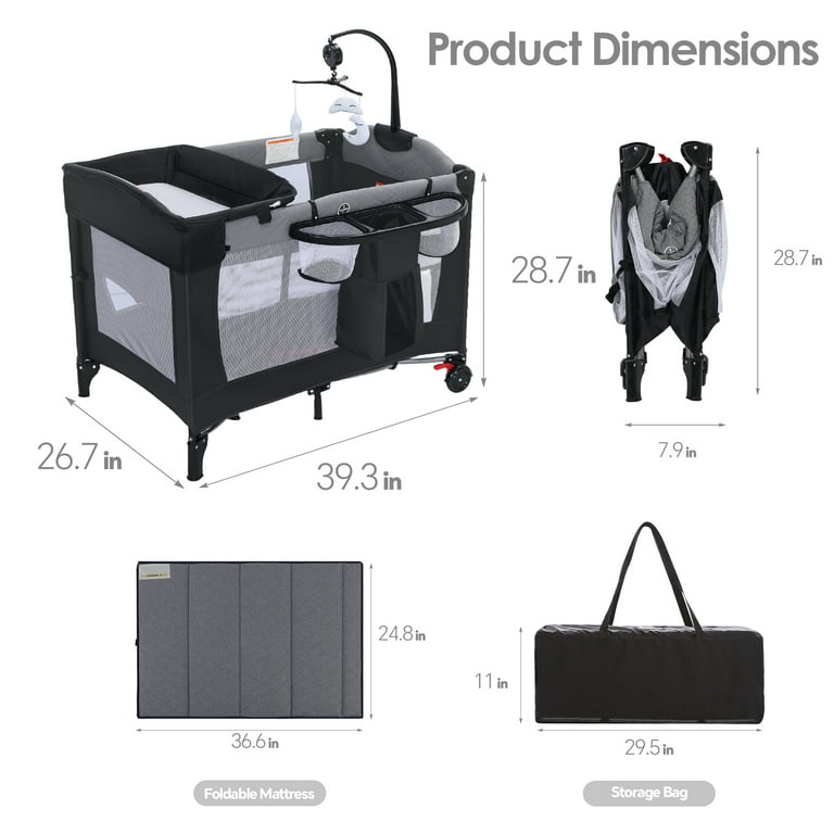 AILEEKISS 4-in-1 Portable Baby Play Yard with Changing Table