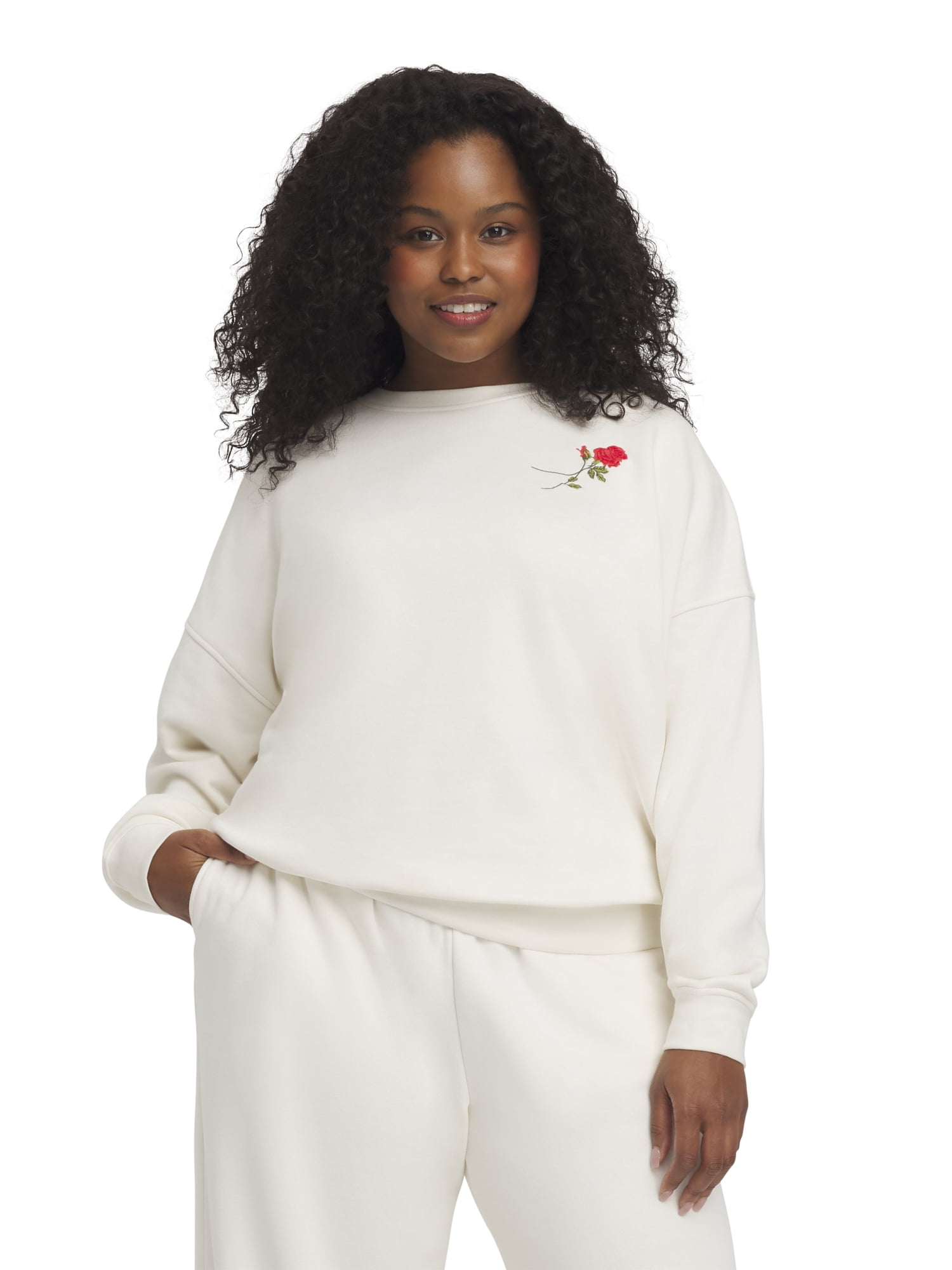 Mills by Millie Bobby Brown Women's Crew Neck Fleeced Terry Sweatshirt, Sizes XXS-XXL