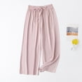 thumbnail image 2 of CPNG Girls Loose Casual Pants Candy Colored Baggy Wide Leg Anti-Mosquito Elastic High Waist Drawstring Pants(Pink,3-4 Years), 2 of 8