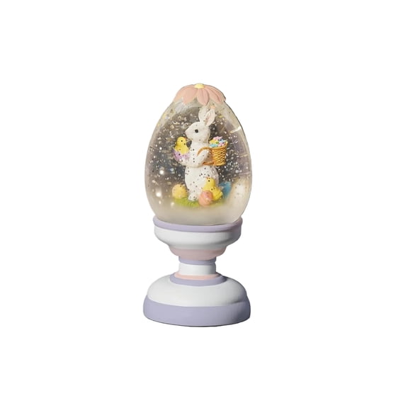 Roman, 5.75" LED Swirl Pedestal Lighted Easter Bunny Snow Globe