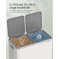 thumbnail image 5 of 10.6 Gallon Dual Compartment Trash Can - Hands-Free Pedal Kitchen Bin with 15 Bags, Airtight Lids & Removable Buckets, White and Gray, 5 of 9