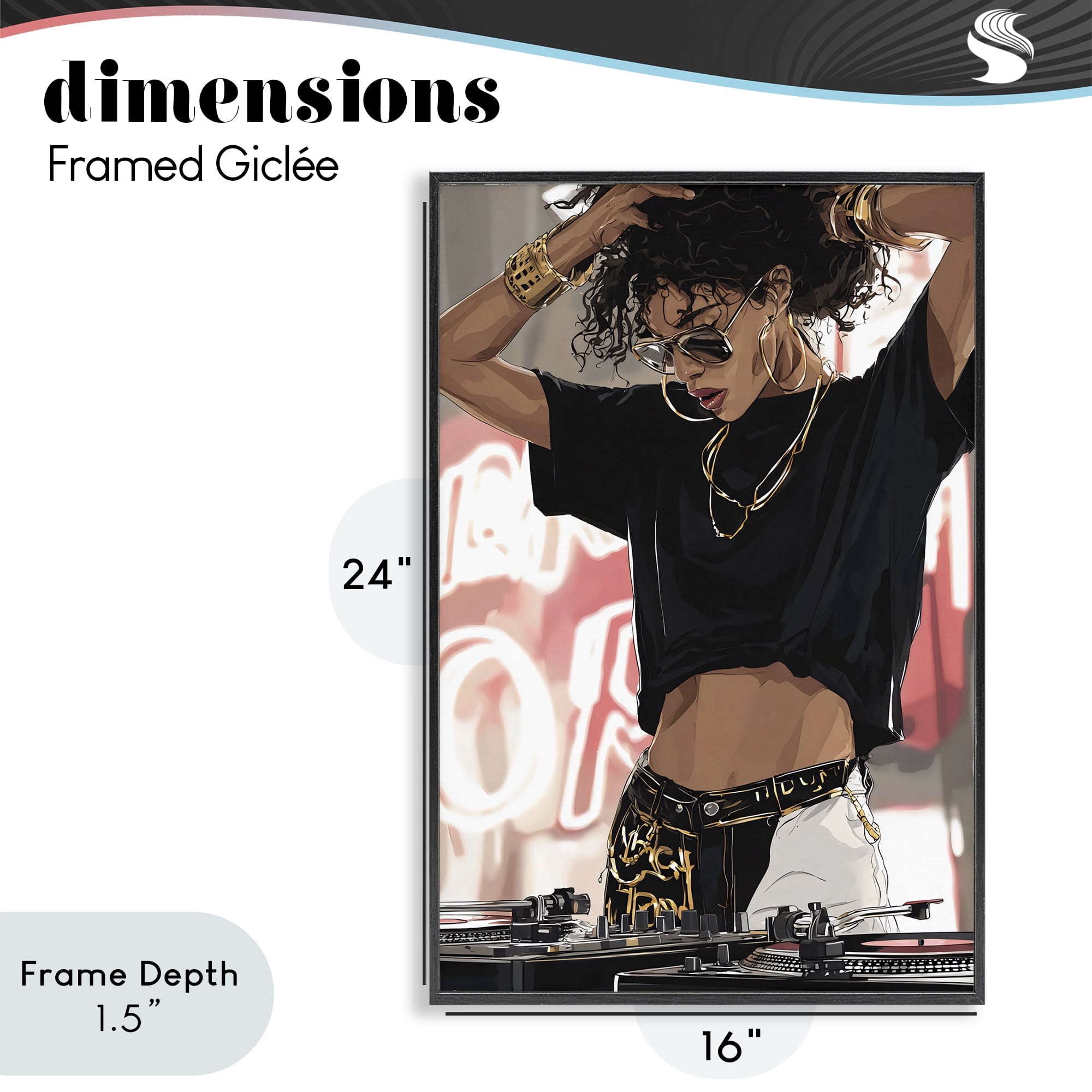 Stupell Industries Trendy Female DJ Musician Black Framed Giclee Art, design by Franklyn Gregory