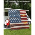 thumbnail image 3 of 4th of July RV Awning Sun Shade Screen 9'X7' American Flag Mesh Sunscreen Vintage Wood Grain Awning Shade Screen with Zipper UV Blocker Completed Kits Outdoor Canopy for RV Motorhome Camper Travel, 3 of 7