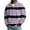 Purple, variant on Men's Big and Tall Waffle Polo Shirts Button Collar Trendy Long Sleeve Polo Shirt, Striped Color Block, Size S-5XL