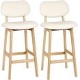 thumbnail image 1 of Juego de 2 Taburetes de Bar, Taburete Alto con Base de Madera, para Bar Cocina Comedor Bistro - Blanco crema esquí esquí Gafas de esquí, 1 of 5