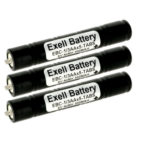 3x Exell 6V 300mAh NiMH Battery Pack w/Tabs Razors Shavers Toothbrushes