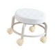thumbnail image 1 of Taburete con ruedas universales, asiento bajo y acolchado de cuero PU resistente. blanco, 1 of 9