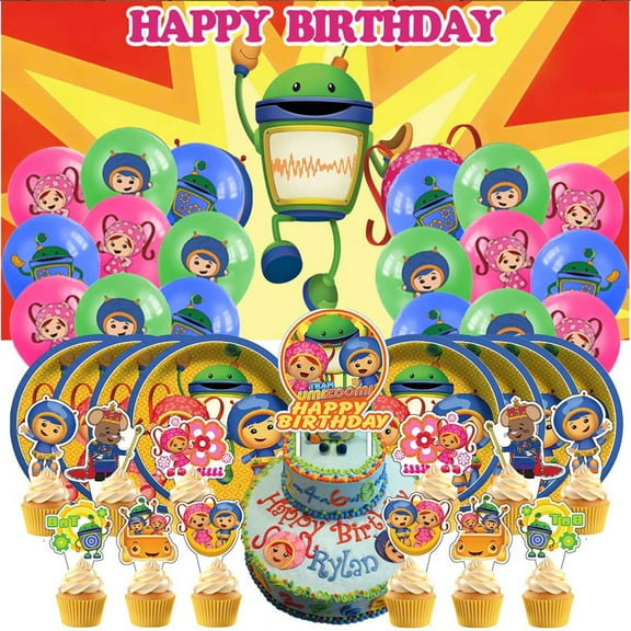 Team Umizoomi Party Decorations Plates Tableware Banner Backdrop Balloons Birthday Decor Cake Topper Fans