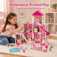 thumbnail image 2 of JoyStone Dollhouse, 8 Rooms Playhouse with Dolls Playset with Furniture&Light Strip& Rotating Slide, Gift Toy for Kids Ages 3-8, 2 of 8