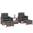 thumbnail image 1 of Outsunny 5 Piece Patio Furniture Set with Ottomans Cushions, Brown/Dark Grey, 1 of 10