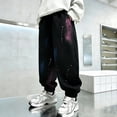 thumbnail image 2 of IFNWSV Boys Sweatpants Solid Color Elastic Waist Drawstring Side Pocket Casual Athletic Pants Spring Fall Long Pants Black 5-6 Years, 2 of 7