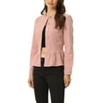 thumbnail image 4 of Unique Bargains Women's Button Down Cropped Ruffle Hem Denim Jacket S Dusty Pink, 4 of 5