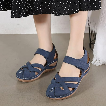 

AOOCHASLIY Women Sandal Clearance Comfortable Ankle Hollow Round Toe Sandals Ladies Girls Soft Sole Shoes