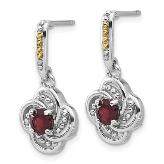 Auriga Fine Jewelry Sterling Silver with 14K Gold Garnet Dangle Earrings for Women