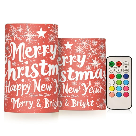 BZSMCE Flameless Candles LED Lights Snowflake and Merrh Christmas Print Creativity Battery Candles