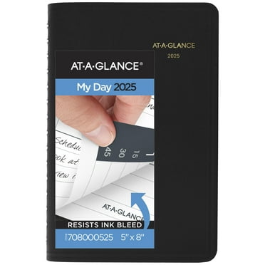 AT-A-GLANCE 2025 Daily Appointment Book Planner Black Small 5 x 8 - Daily