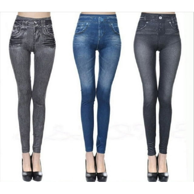Leggings de mezclilla de talla grande para mujer, pantalones ajustados de cintura alta y elásticos que levantan la cadera para mujer