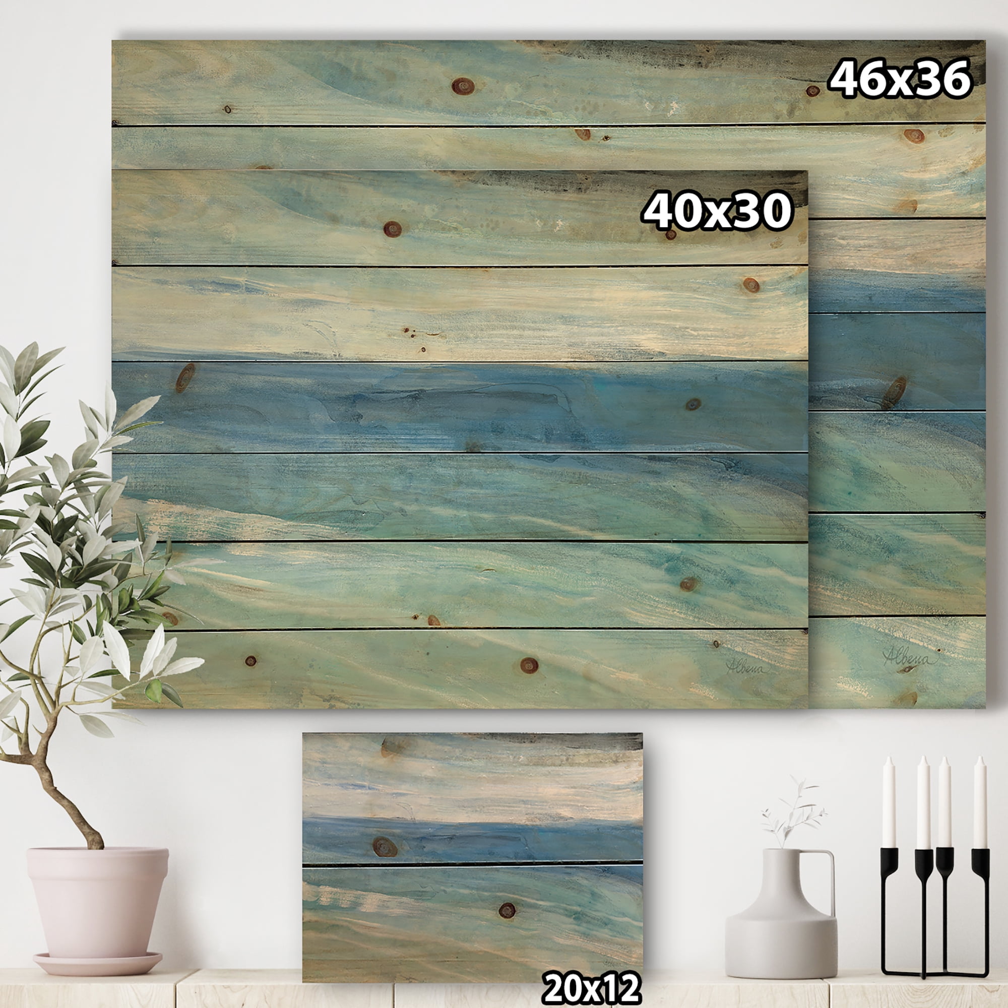 Designart 'From the Shore' Traditional Print on Natural Pine Wood