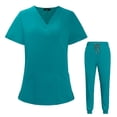 thumbnail image 1 of Set Scrub VIAOLI para mujer con bolsillo y pantalones deportivos con cuello en V, 1 of 6