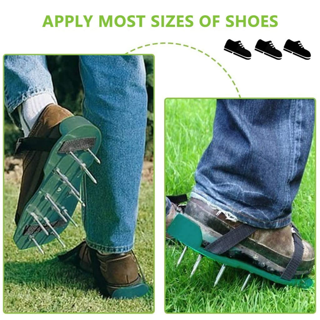 Kieccall Lawn Aerating Spike Shoes Self Leveling Epoxy Spike Shoes for Garden Lawn Soil Loosening Epoxy Projects 0.98 inch Spikes