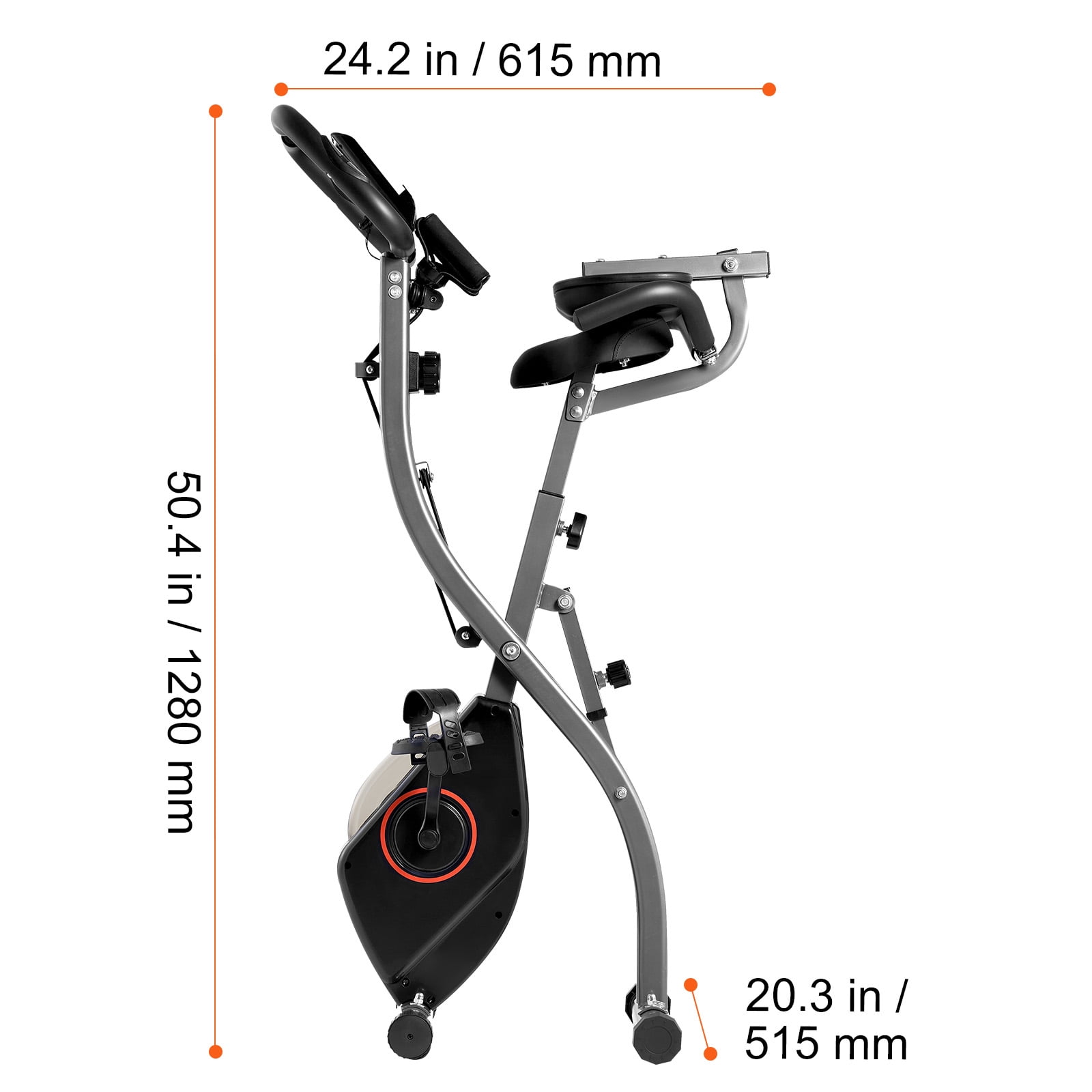 KFFKFF Collapsible Workout Bicycle, Adjustable Resistance Home Gym Bike, Upright Indoor Exercise Cycle with Comfort Seat, LCD Display for Fitness Training
