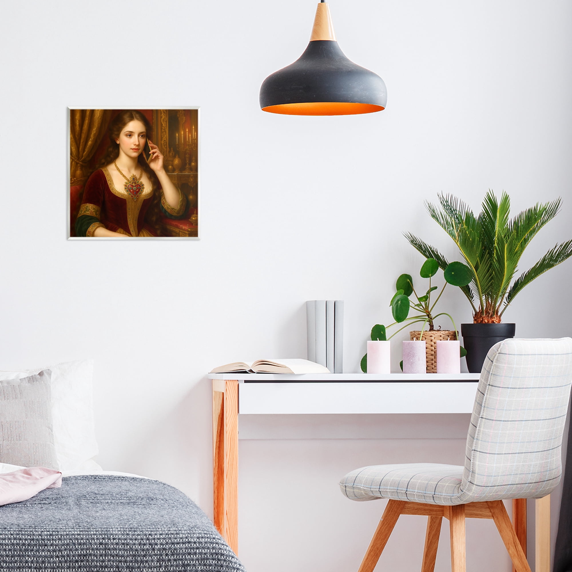 Stupell Industries Rococo Woman with Cell Phone Wall Plaque Art, design by Grotto Studios