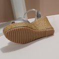 thumbnail image 4 of Kukoosong Womens Wedge Sandals Dressy Summer Suede Wedges Peep Toe Chunky Block Heels Platform Wedge Sandals Buckle Strap Sandals Women Silver 37, 4 of 7