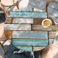 thumbnail image 2 of Blue Brown Vintage Round Tablecloth, Fitted Table Cover with Elastic for 36"-44" Round Tables, Retro Farmhouse Elegant Pastoral Table Cloth Outdoor Indoor Dinning Party Waterproof Tablecloths, 2 of 7