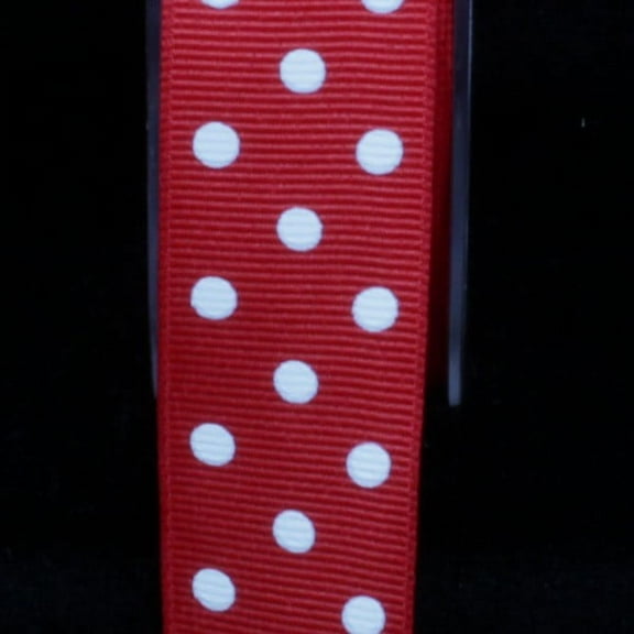 The Ribbon People Red and White Polka Dots Woven Grosgrain Craft Ribbon 1" x 88 Yards