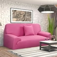 thumbnail image 2 of PiccoCasa Thick Stretch Sofa Cover 4 Seater Solid Couch Cover, Fuchsia, 2 of 7