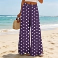 thumbnail image 4 of Mifsaly Wide Leg Flowy Pants for Women Polka Dot Lounge Pants Lightweight Casual Loose Fit Palazzo Trousers Purple,M, 4 of 5
