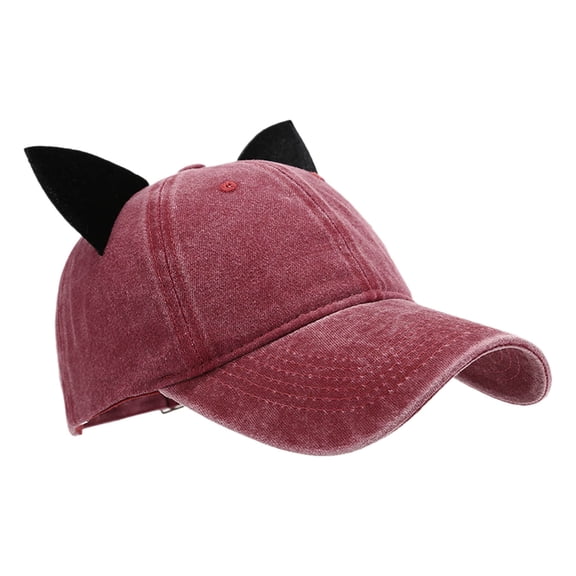 Subculture Casual Sport Hat Modern Baseball Hat Kitten Ears Adjustable Hat for Travel Fitness Workout