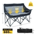 thumbnail image 6 of ABORON Oversized Heated Double Camping Chair, Folding 2 Person Camping Chair Loveseat, Fully Padded Duo Chair Camping Couch with 3 Heat Levels, Portable Double Lawn Chairs, Outdoor Camping Bench, 6 of 10