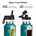 thumbnail image 2 of GEDUX 32oz Insulated Stainless Steel Water Bottle with 2 Leak Proof Lids(Spout Lid and Straw Lid) Wide Mouth Powder-Coated Water Bottle for Sports and Travel, Green, 2 of 6