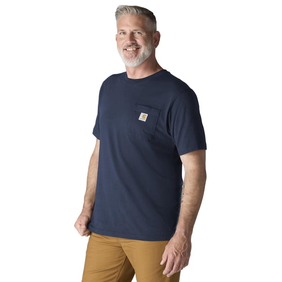 Camiseta Carhartt de manga corta, gruesa, con bolsillo, azul marino