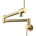 thumbnail image 1 of Grifo de cocina de oro cepillado con brazo oscilante de doble articulación para montaje en pared de latón macizo, suministro de agua higiénico con cartucho de cerámica para fregaderos contemporáneos, 1 of 5