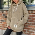 thumbnail image 6 of Lohuatrd Autumn Winter Women Hoodies with Large Pocket Long Sleeves Pullover Plush Tops Fashion Solid Color Drawstring Hooded Coat Casual Female Sweatshirt Streetwear, 6 of 8