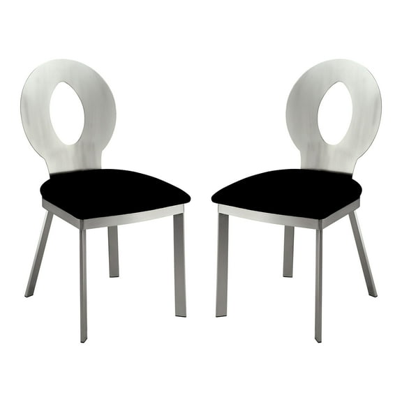 Furniture of America Lopez Stainless Steel Dining Chair in Silver (Set of 2)