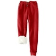 thumbnail image 1 of Pantalones deportivos Prolriy para mujer, con forro cálido, deportivos, de cintura alta, con forro polar, largos y gruesos de invierno para exteriores, color rojo, talla L, 1 of 5