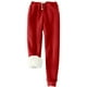 thumbnail image 1 of Pantalones deportivos Prolriy para mujer, con forro cálido, deportivos, de cintura alta, con forro polar, largos y gruesos de invierno para exteriores, color rojo, talla M, 1 of 5