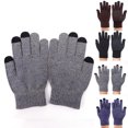 thumbnail image 3 of Xfvqtps Mens and Womens Touchscreen Gloves with Anti Slip Adhesive Particles Solid Color Simplicity Knitting Touchscreen Thickened Windproof Warm Winter Mittens Gray, 3 of 3