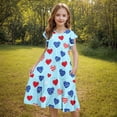thumbnail image 4 of Girls Short Sleeve Ruffled Dress 4th of July Outfits for Girls, Red White Blue Print Summer Sundress Casual Playwear 9-10 Years, 4 of 6