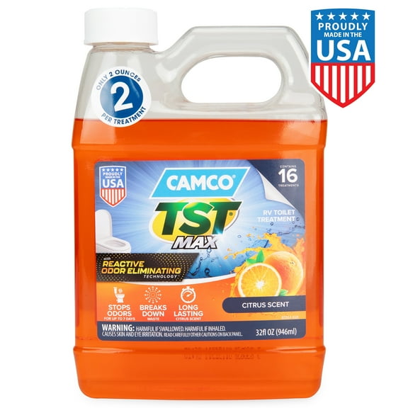 Camco TST MAX RV Toilet Treatment, Ultra-Concentrated Formula, 32oz, Orange (41192)