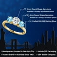 thumbnail image 2 of Gem Stone King 18K Yellow Gold Plated Silver White Topaz and Swiss Blue Topaz Engagement Ring for Women | 2.20 Cttw | Round 6MM | Gemstone November Birthstone | Size 7, 2 of 6