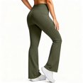 thumbnail image 6 of Women'S Fleece Lined Pants High Waist Winter Thermal Warm Flare Leggings Hiking Yoga Pants With Pockets Wide Leg Pant, 6 of 9