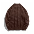thumbnail image 6 of Men's Cable Knit Crew Neck Sweater, Long Sleeve Drop Shoulder Solid Color Pullover, Fall Winter Loose Fit Casual Streetwear Top Brown XL, 6 of 6